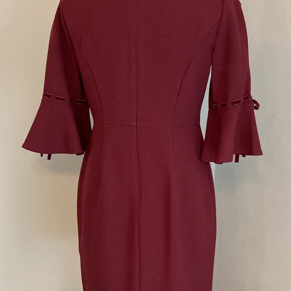 Jessica Howard Shift Dress Maroon 8P Bell Sleeve - Picture 5 of 9